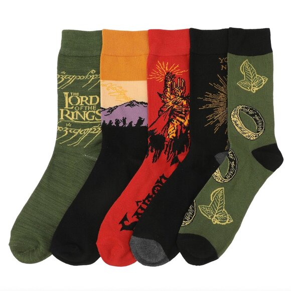 NWT Lord of the Rings Characters 5-Pair Casual Crew Socks - Picture 7 of 7